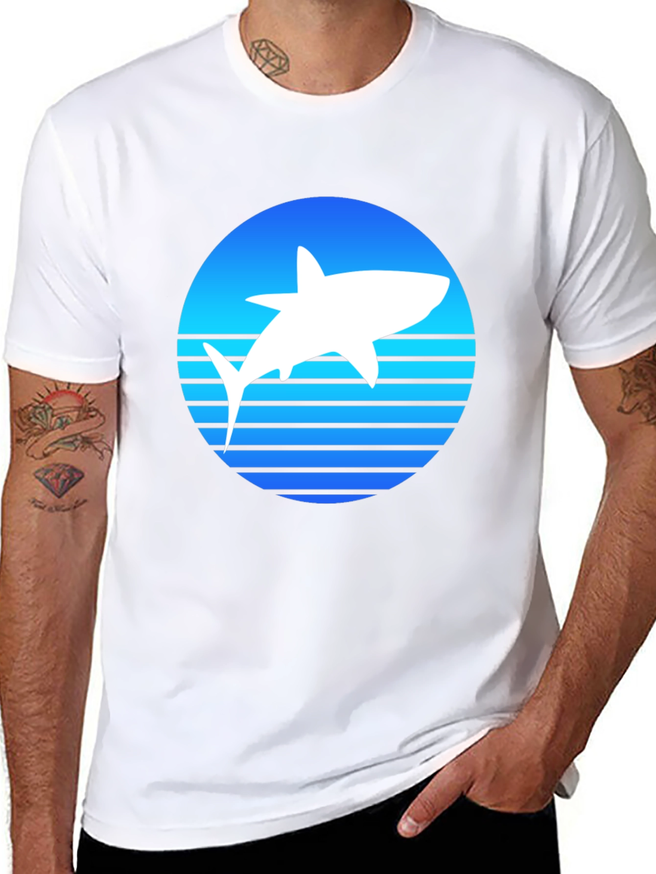 Black Shark Silhouette Graphic Tee view 8