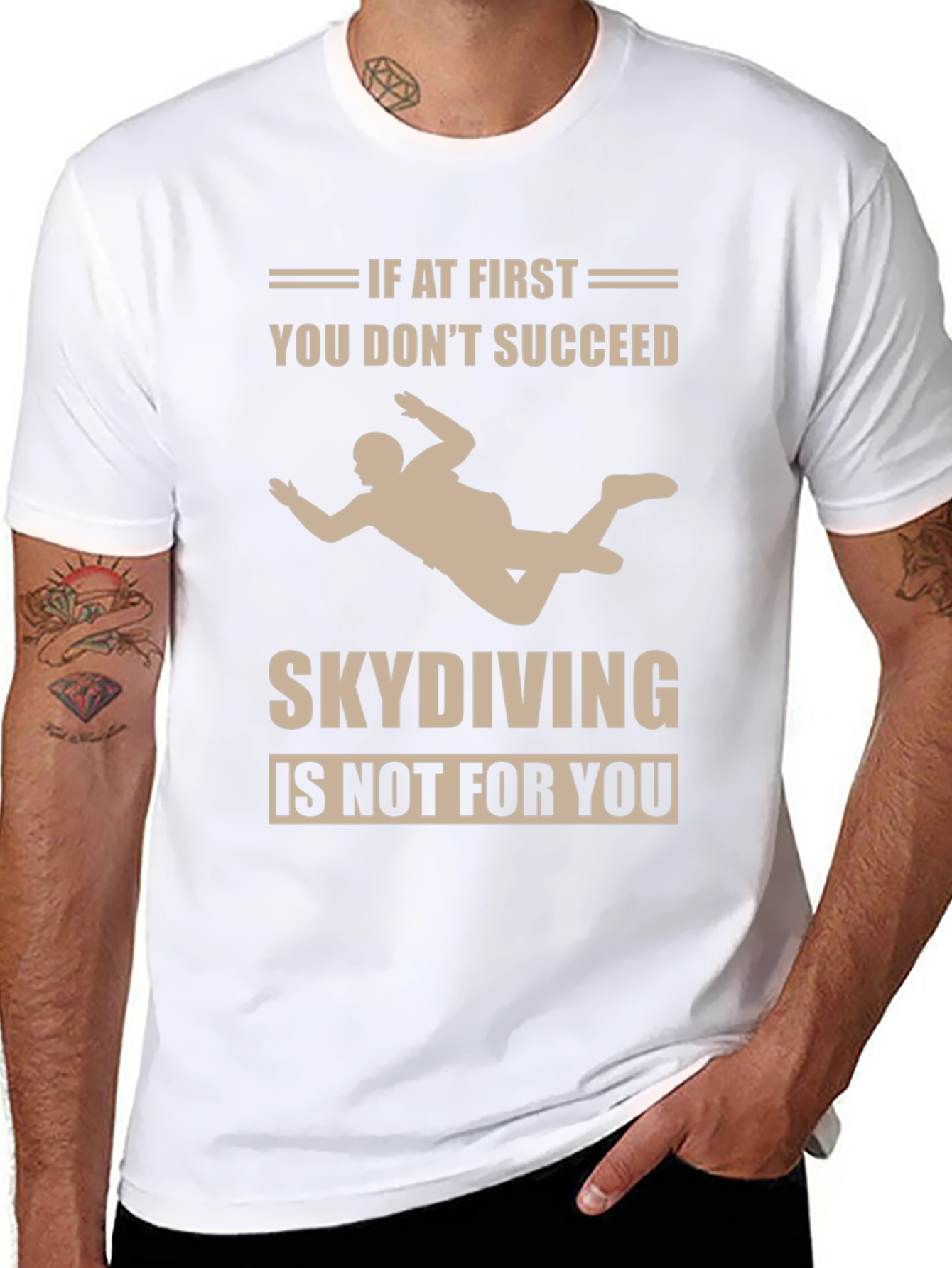 Black Skydiving Funny Graphic T-Shirt view 8