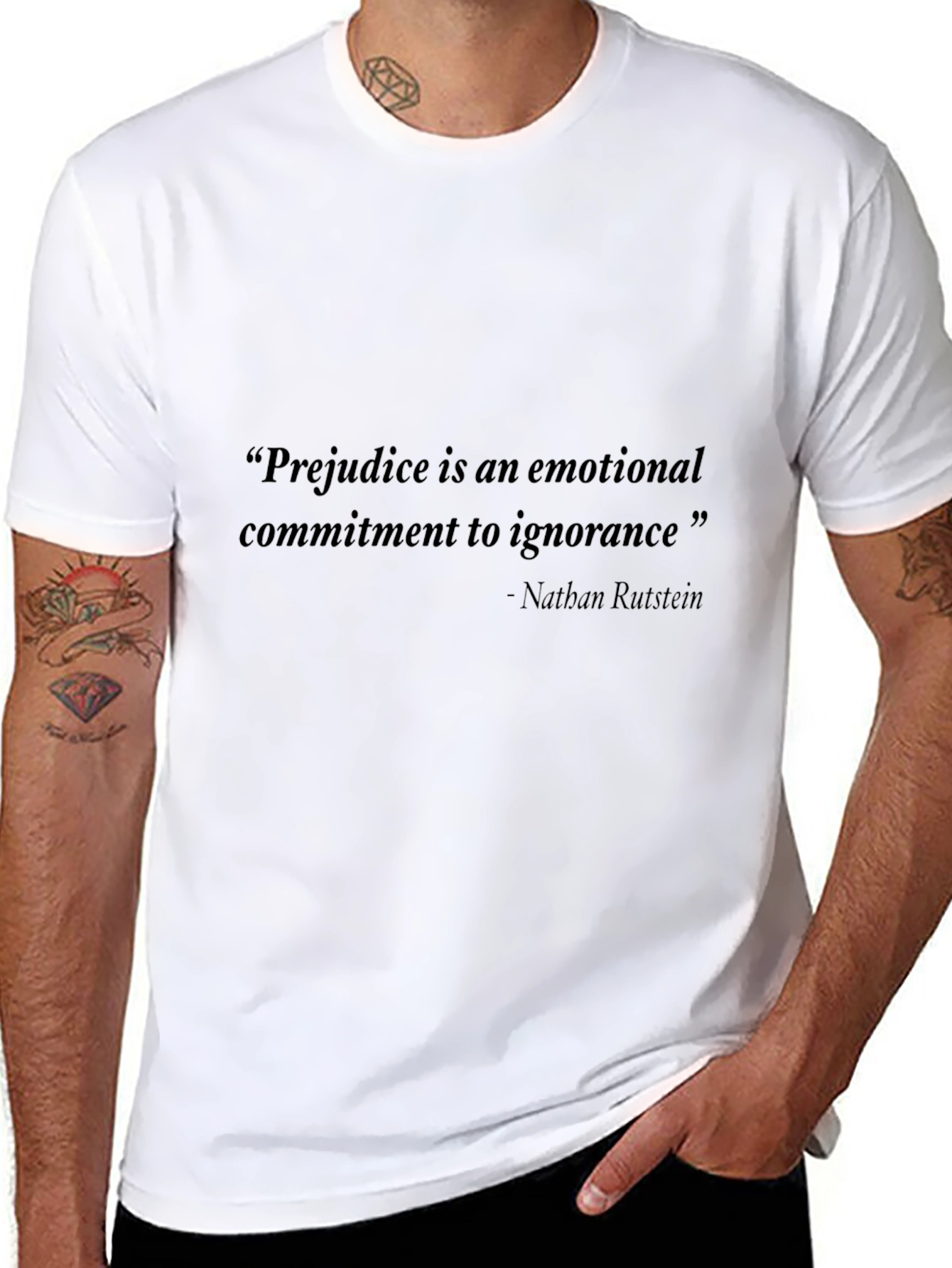 Black Quote Graphic Tee: Prejudice is Ignorance view 8