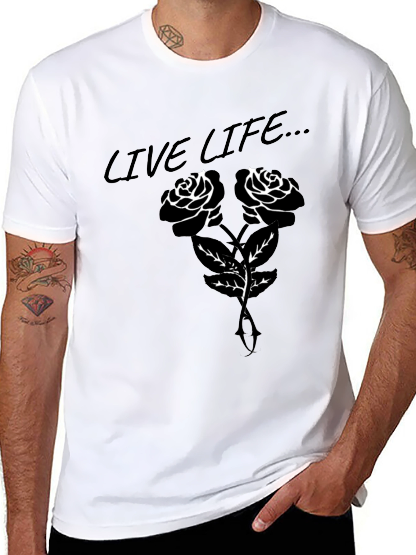 Black Live Life Rose Graphic T-Shirt view 8