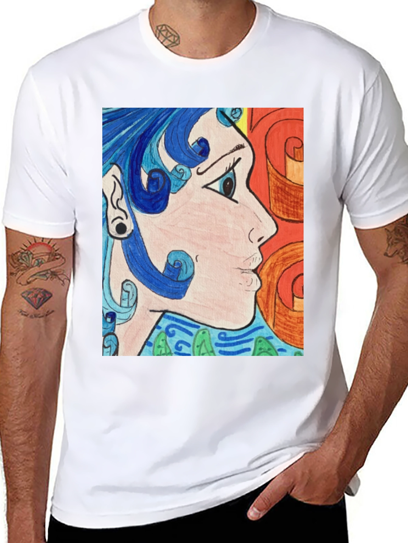 Black Abstract Art Graphic Tee - Black Unisex Shirt view 8