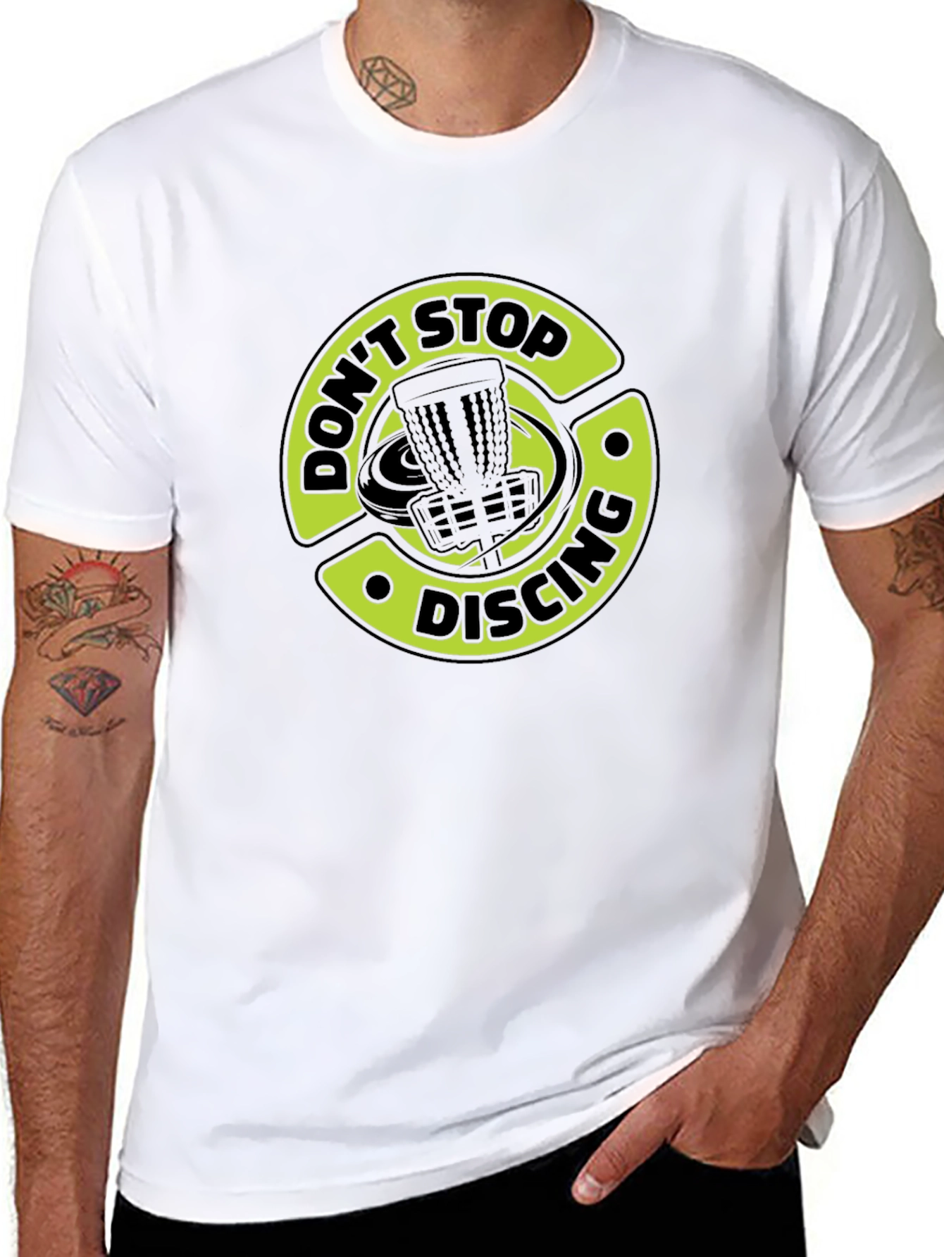 Black Don't Stop Discing T-Shirt, Disc Golf Apparel view 8