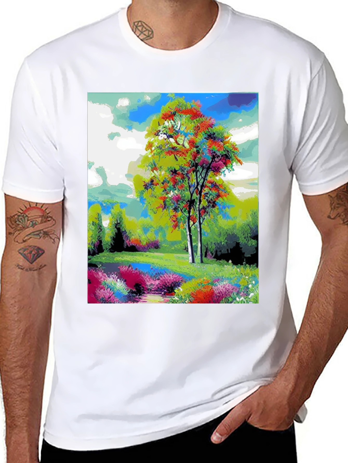 Black Nature Art T-Shirt view 8