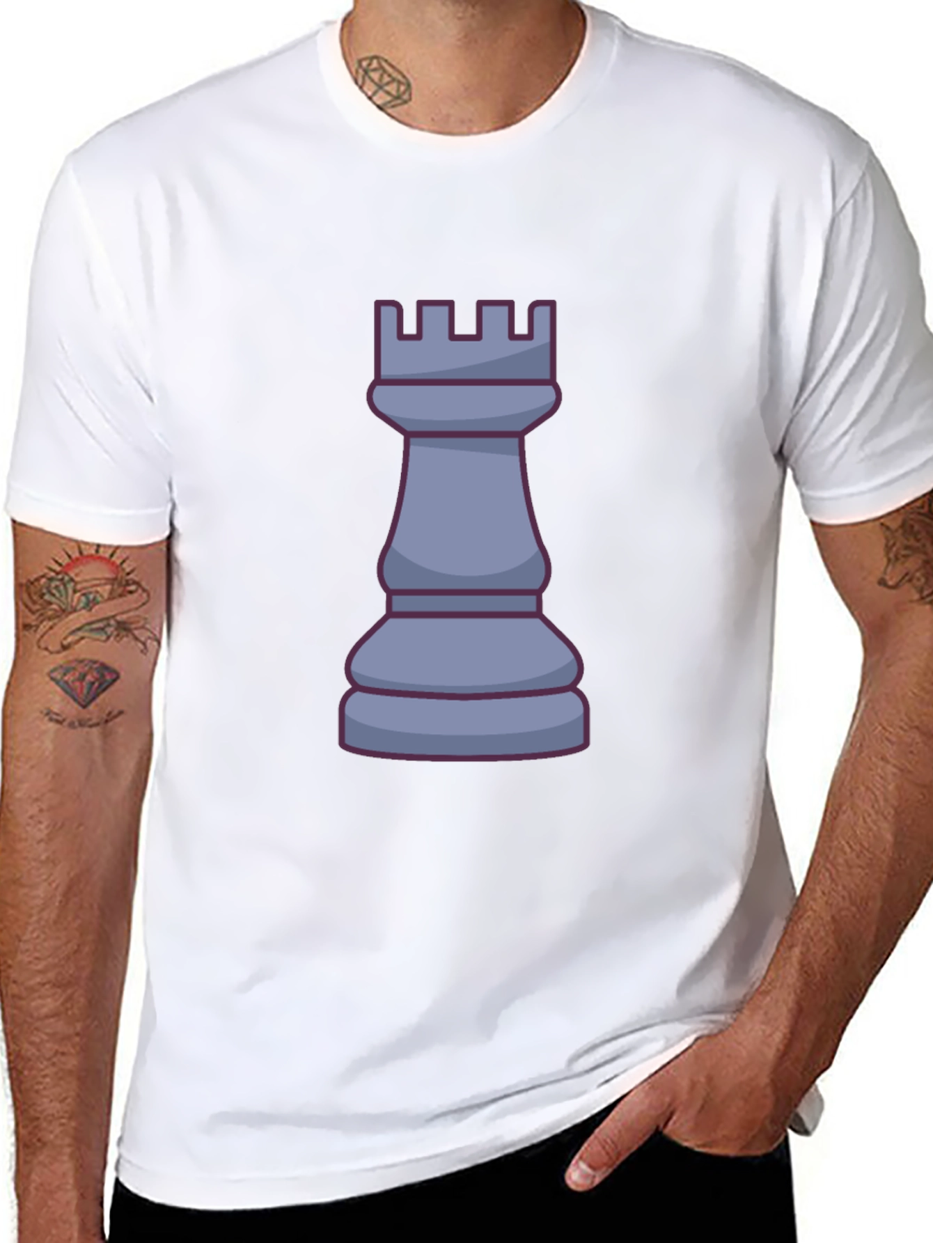 Black Chess Rook Graphic T-Shirt - Strategy & Style view 8