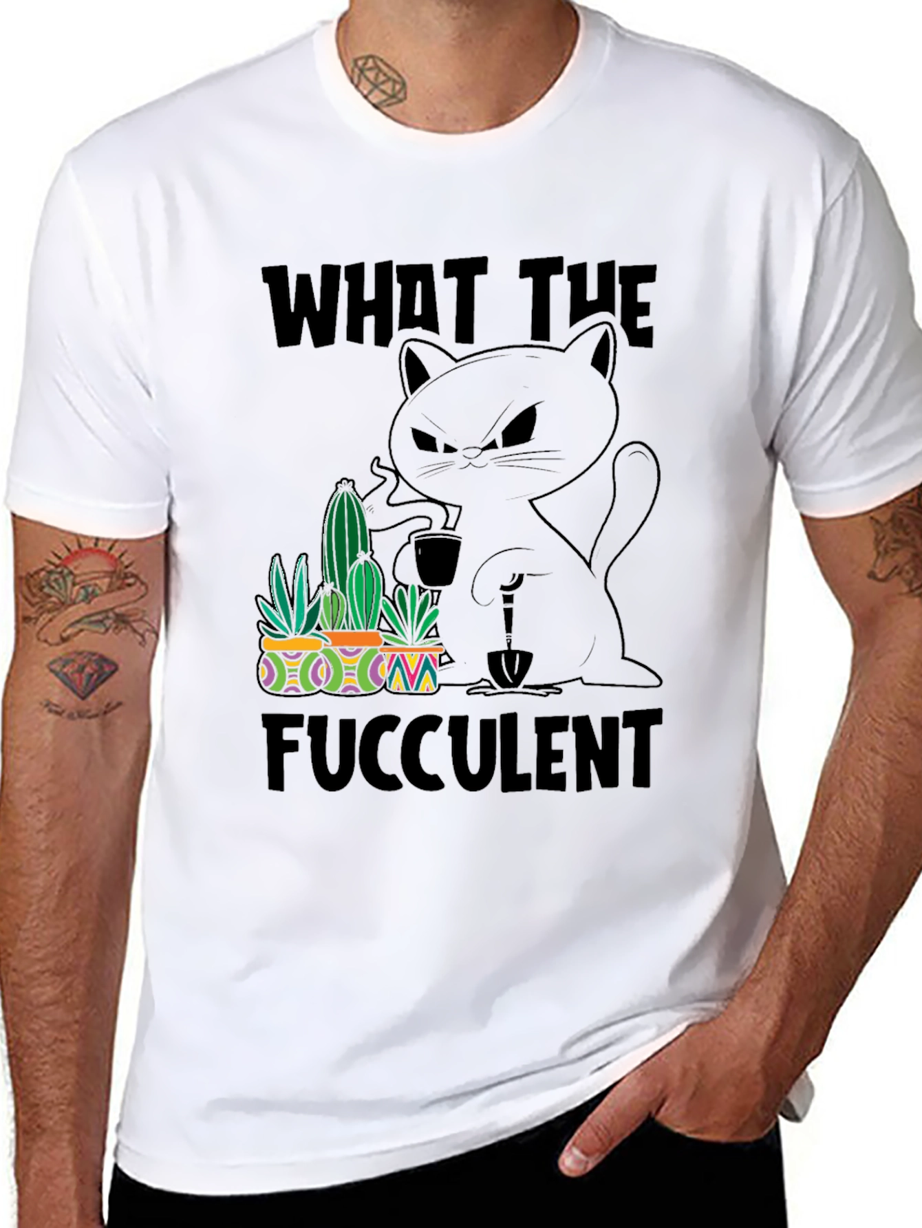 Black What the Fucculent T-Shirt view 8