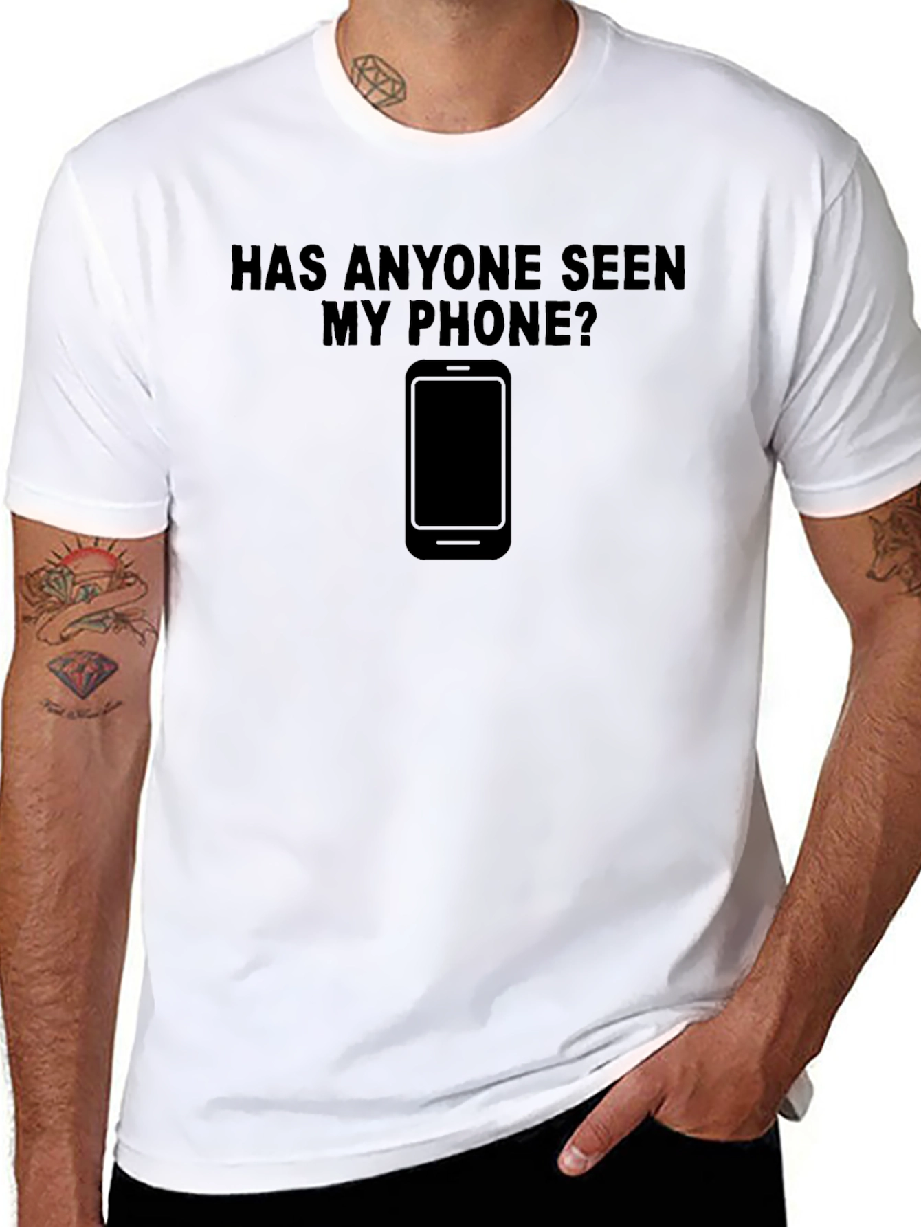 Black Lost Phone T-Shirt - Funny Graphic Tee view 8