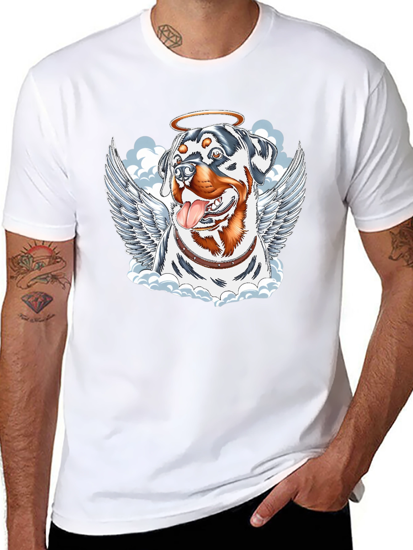 Angel Dog Graphic Tee - Rottweiler with Wings - 8