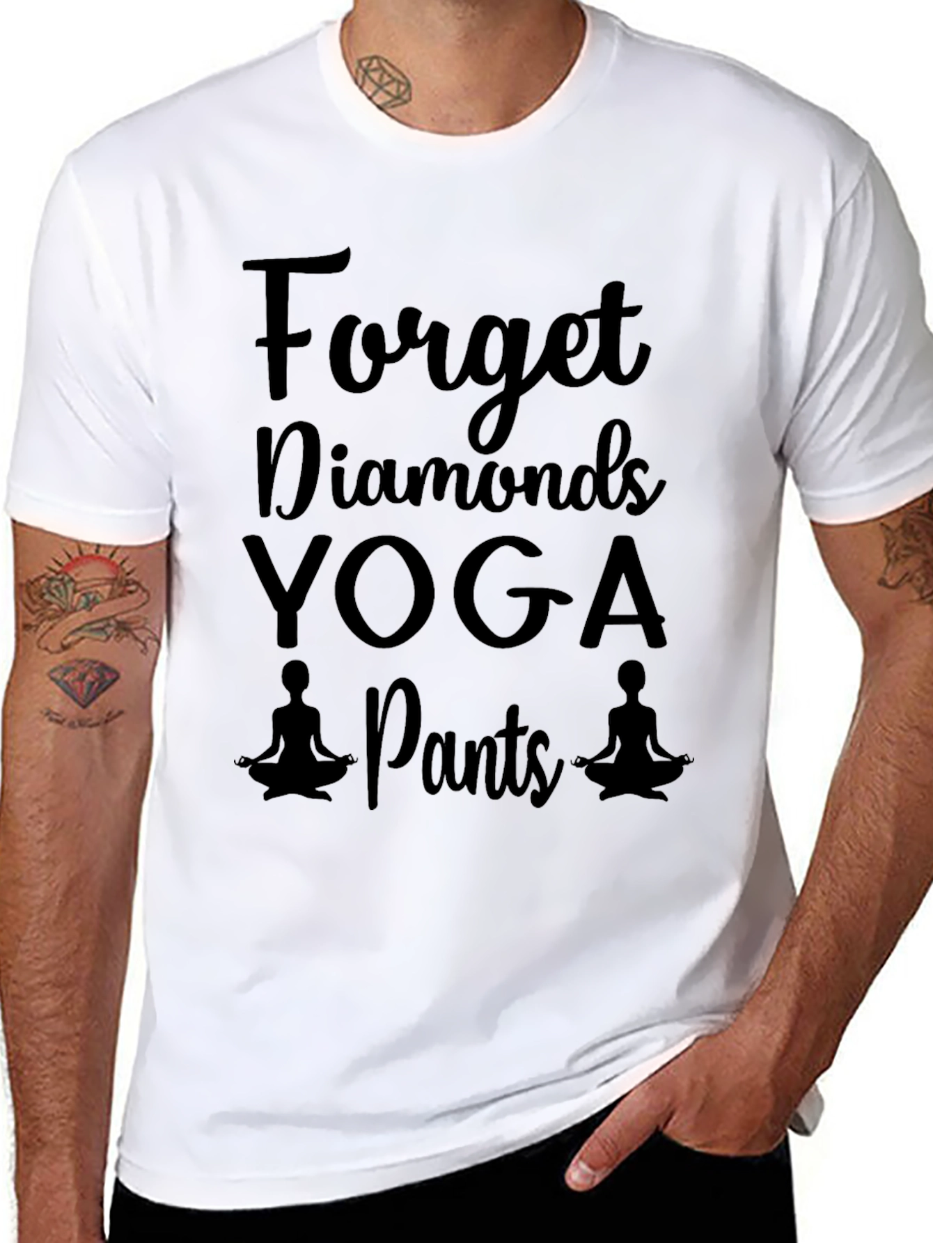 Black Forget Diamonds Yoga Pants Graphic T-Shirt view 8