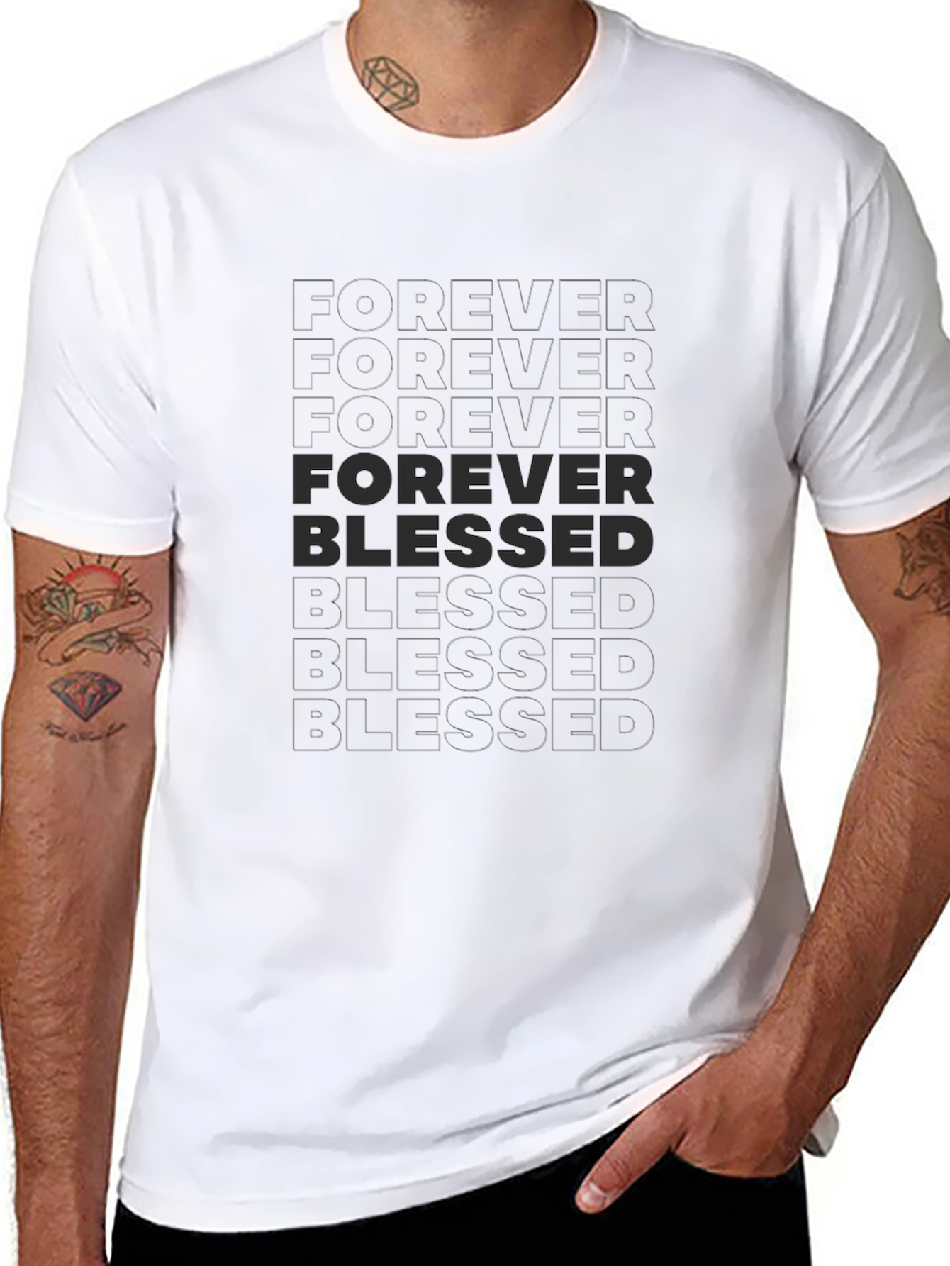 Black Forever Blessed Black Graphic T-Shirt view 8