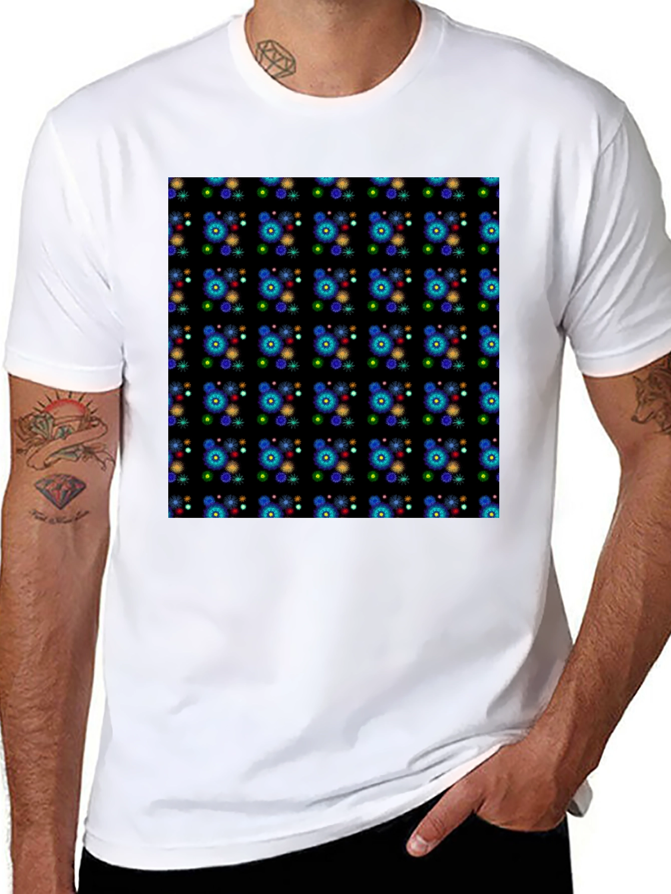 Black Patterned Black Tee - Bold and Unique Design view 8