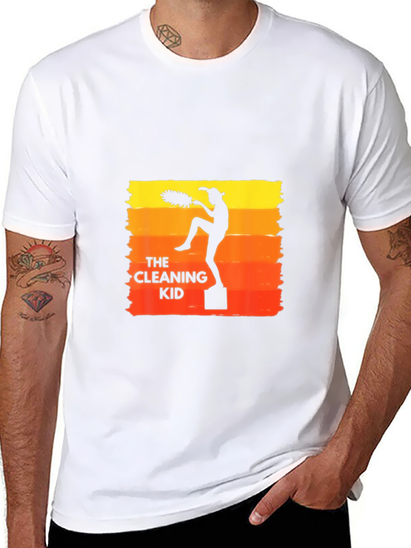 Black The Cleaning Kid Retro T-Shirt view 8