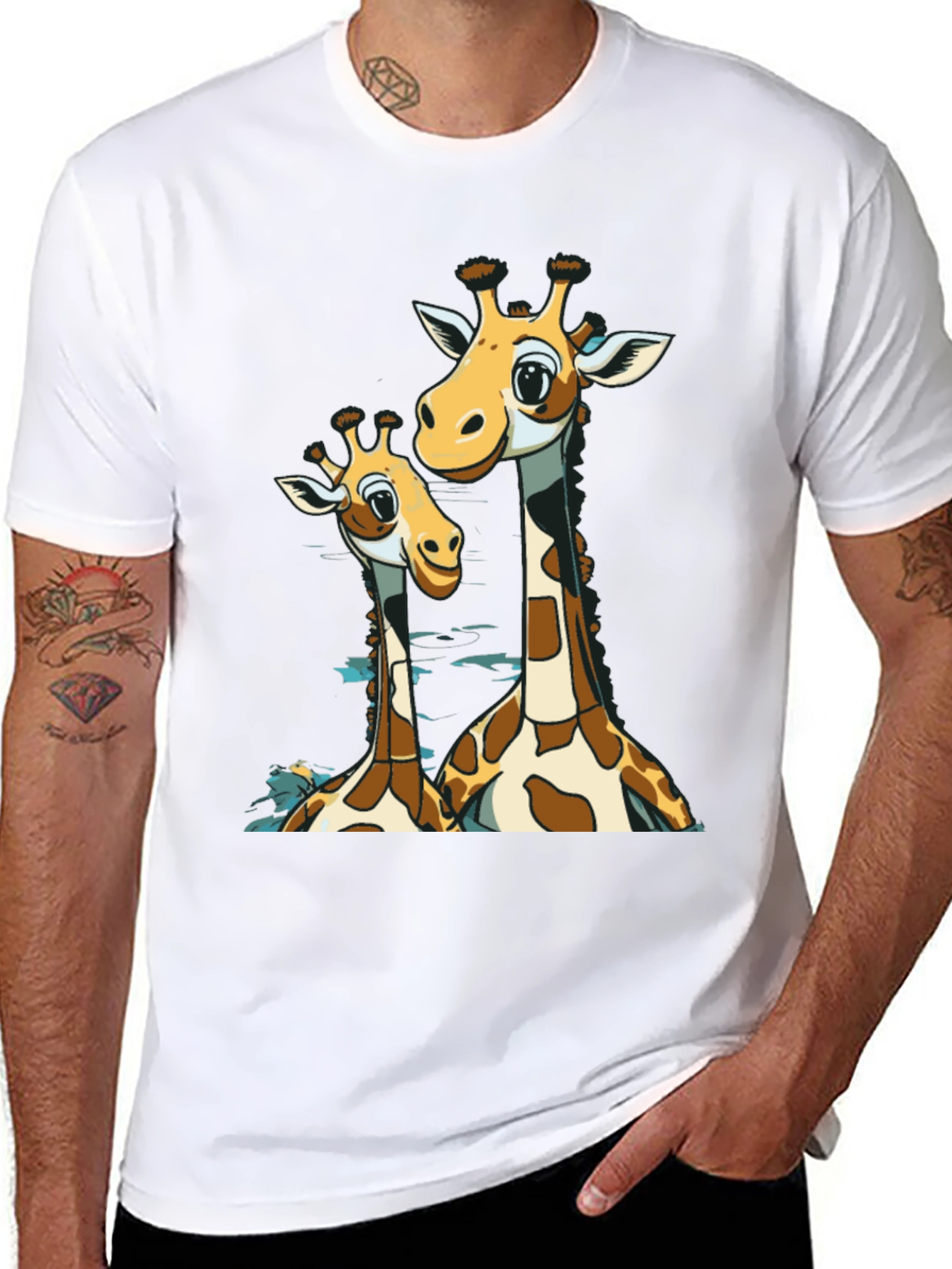 Black Giraffe Lover Black T-Shirt view 8