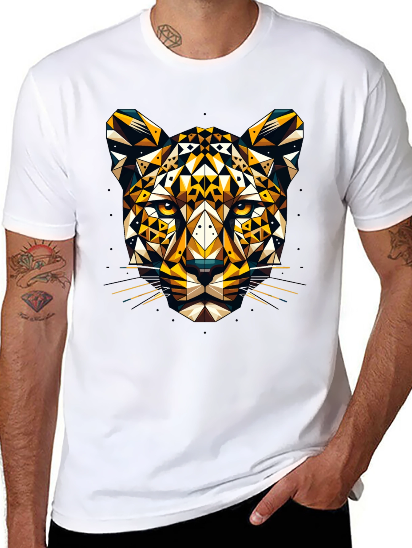 Black Geometric Leopard Graphic Tee - Black view 8