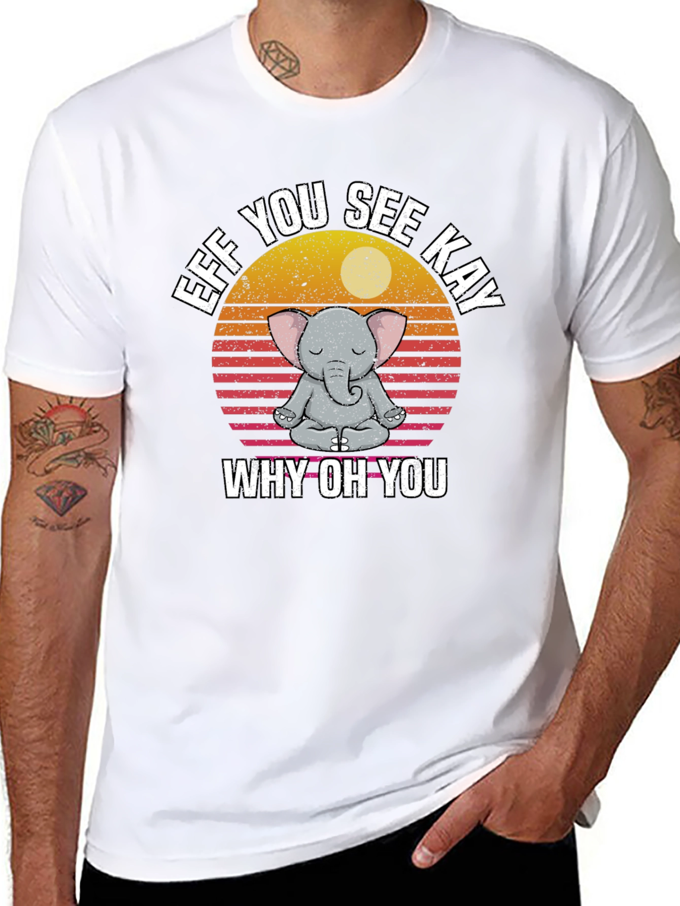 Black Eff You See Kay Why Oh You Yoga Elephant T-Shirt view 8