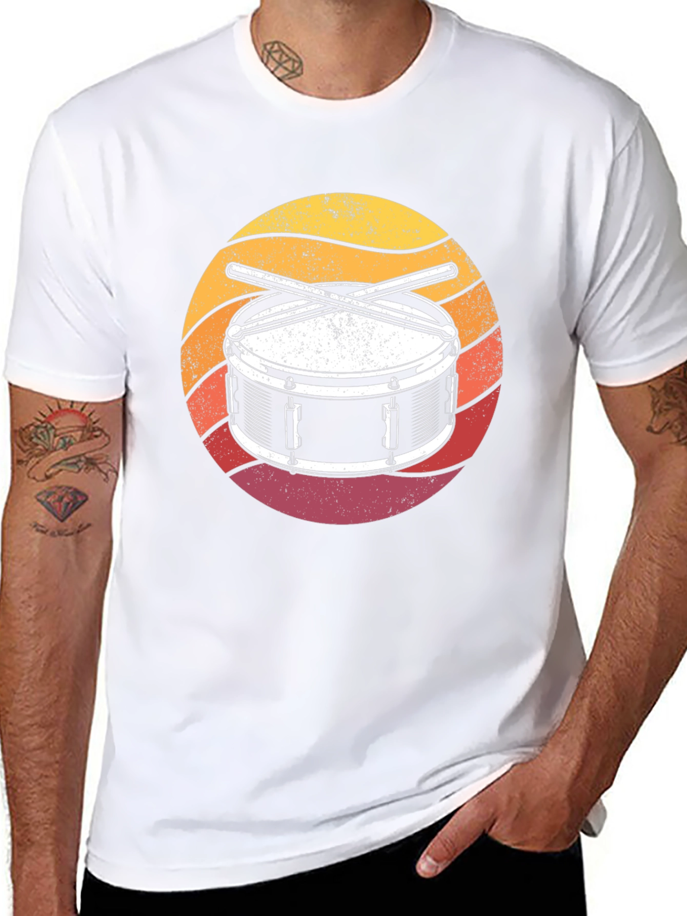 Black Drum Kit Sunset Graphic T-Shirt view 8