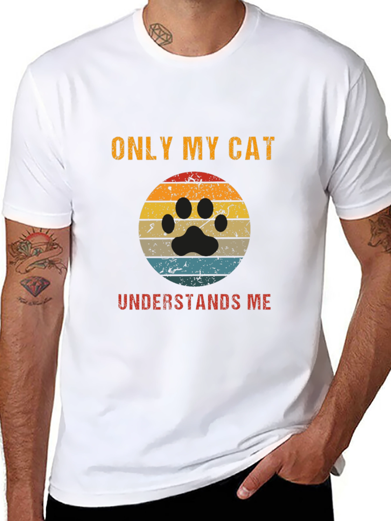 Black Only My Cat Understands Me T-Shirt view 8