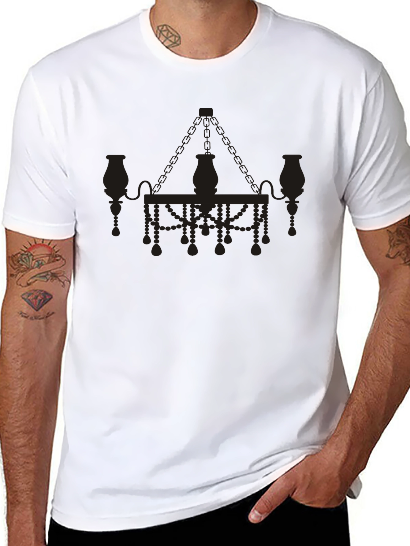 Black Elegant Chandelier Graphic T-Shirt - Black view 8