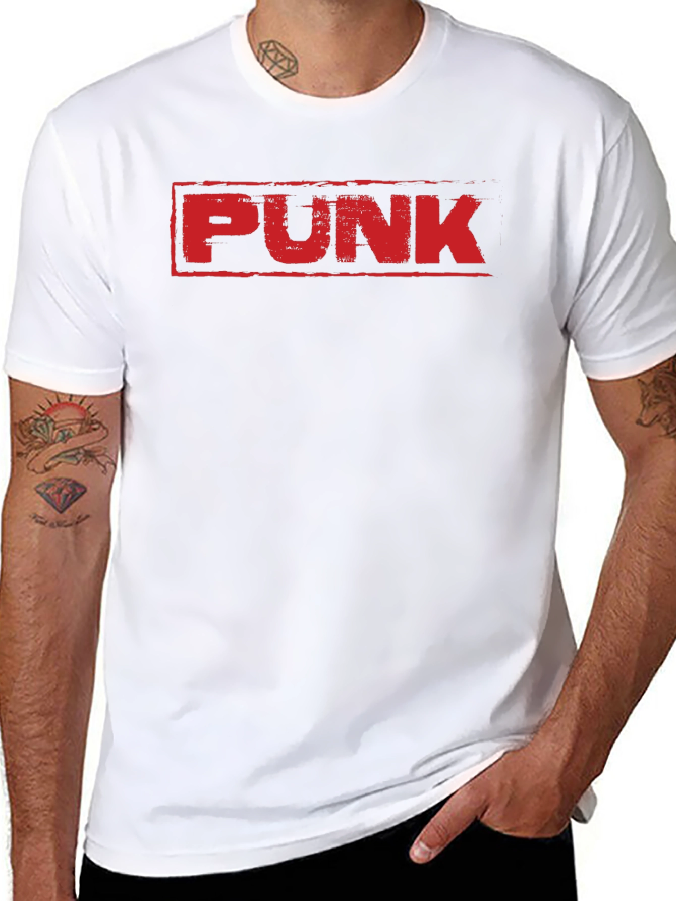 Punk Graphic T-Shirt - Bold Red Print on Black - 8