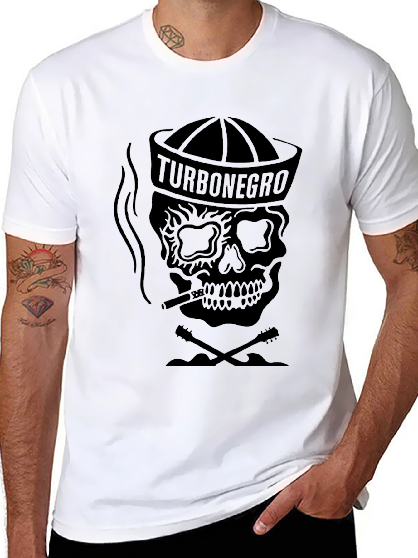Black Turbonegro Skull Graphic Black T-Shirt view 8