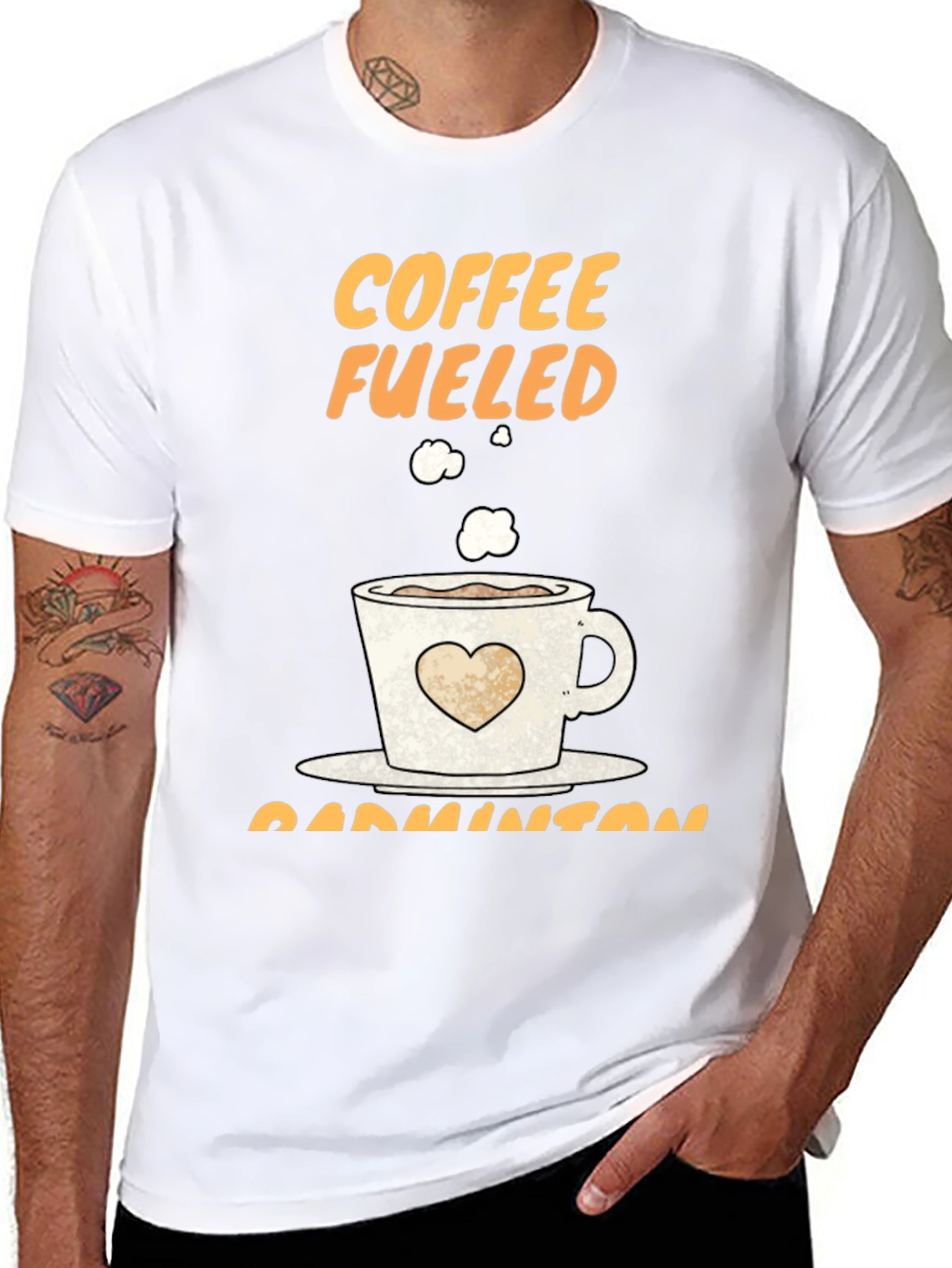 Black Coffee Fueled Badminton T-Shirt view 8