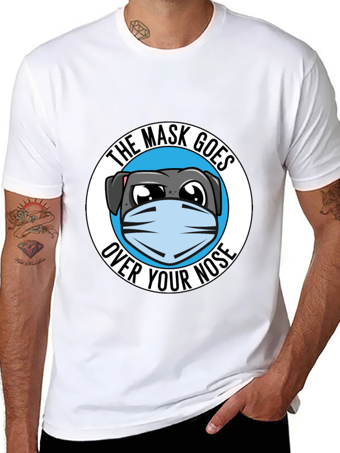 Black The Mask Goes Over Your Nose T-Shirt view 8