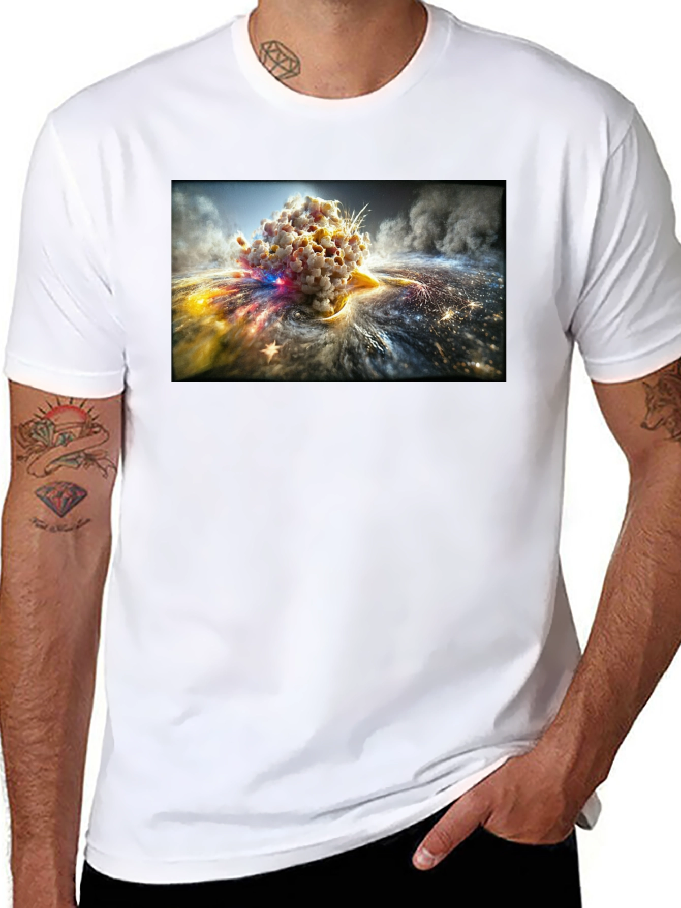Cosmic Burst Graphic Tee - Black Cotton Blend - 8
