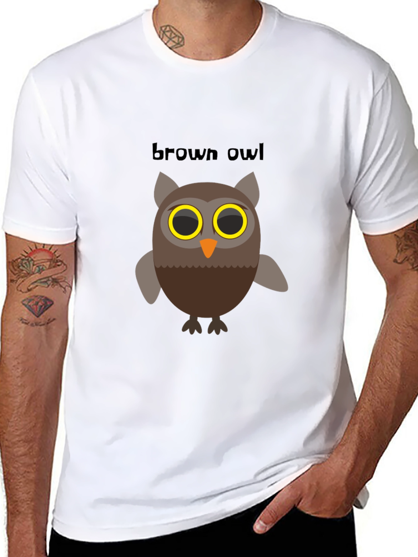 Black Brown Owl Graphic Tee - Men's Black T-Shirt view 8