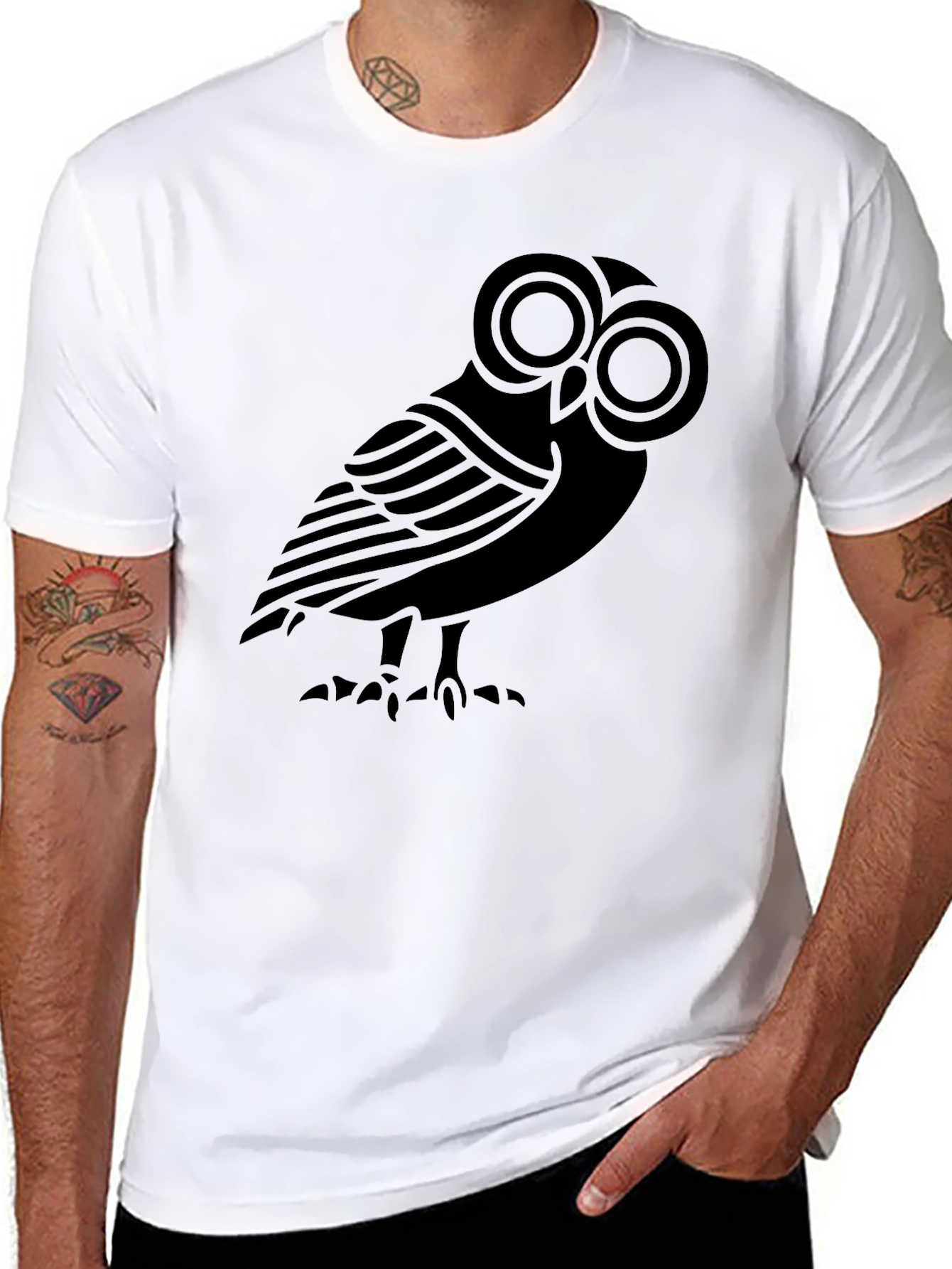 Black Owl Graphic Black T-Shirt view 8