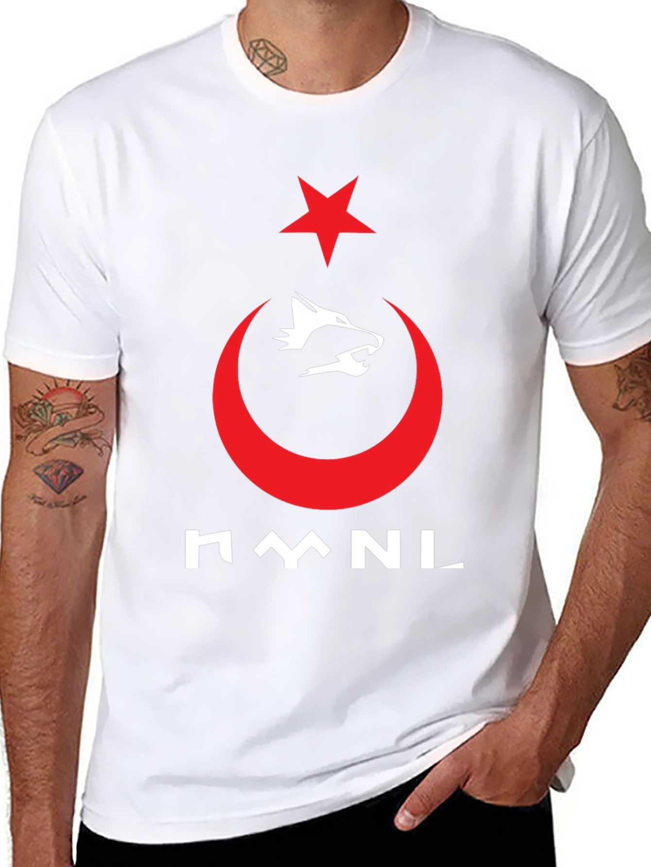 Black Turkish Pride T-Shirt - Wolf & Crescent Star Design view 8