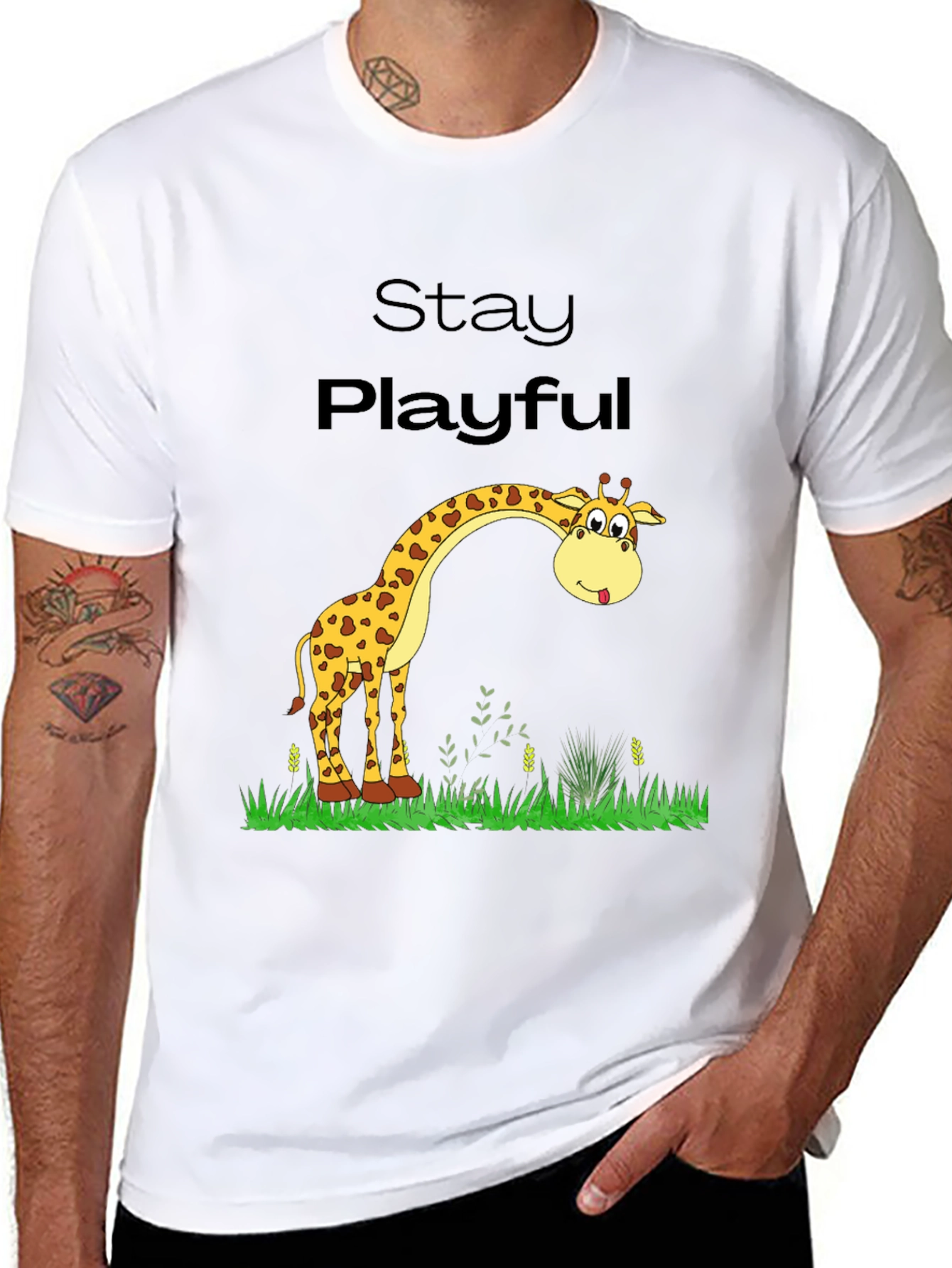 Black Stay Playful Giraffe Graphic Tee view 8