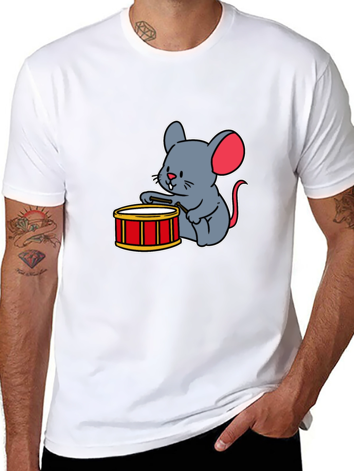 Black Mouse Drummer T-Shirt view 8