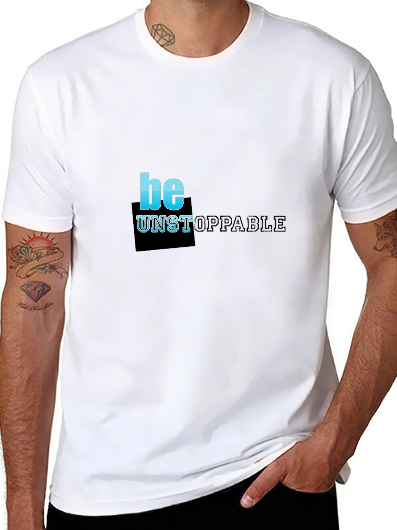 Black Be Unstoppable Black Graphic T-Shirt view 8