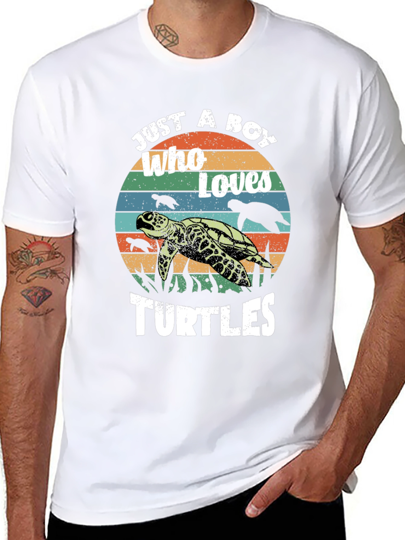 Black Just a Boy Who Loves Turtles Graphic Tee view 8