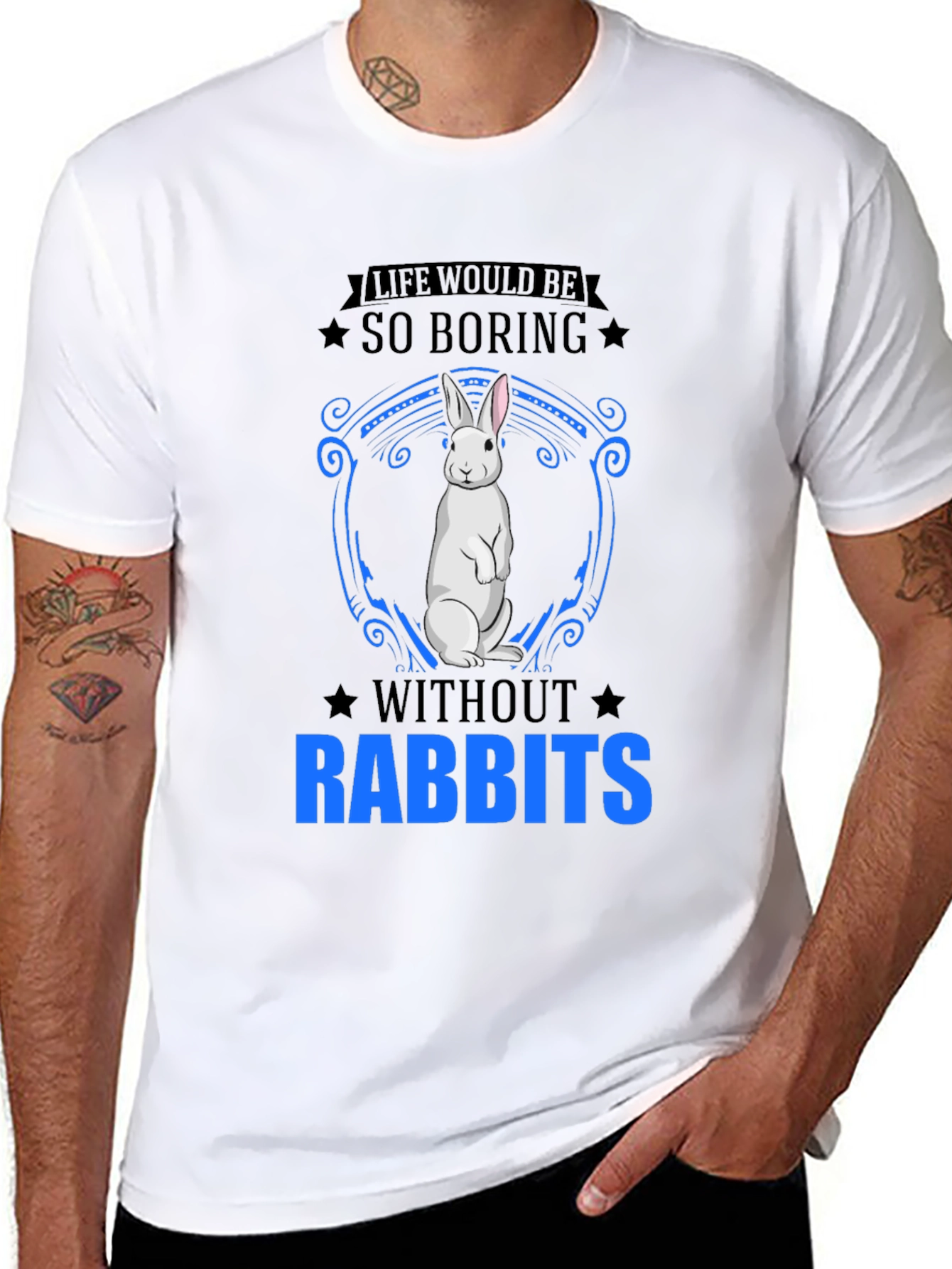 Black So Boring Without Rabbits T-Shirt view 8