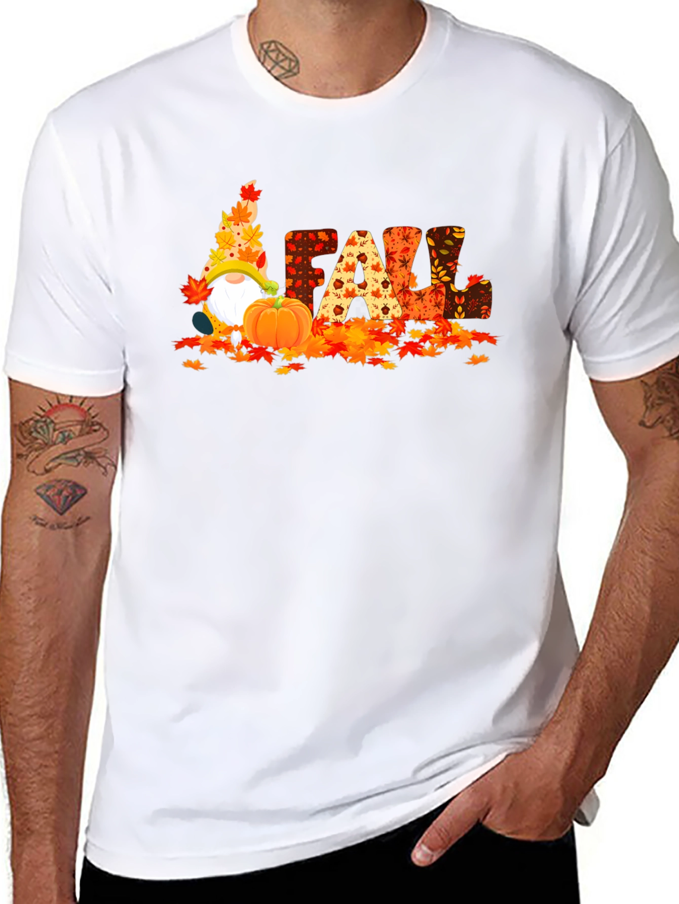 Black Fall Gnomes Graphic Tee - Autumn Harvest Shirt view 8