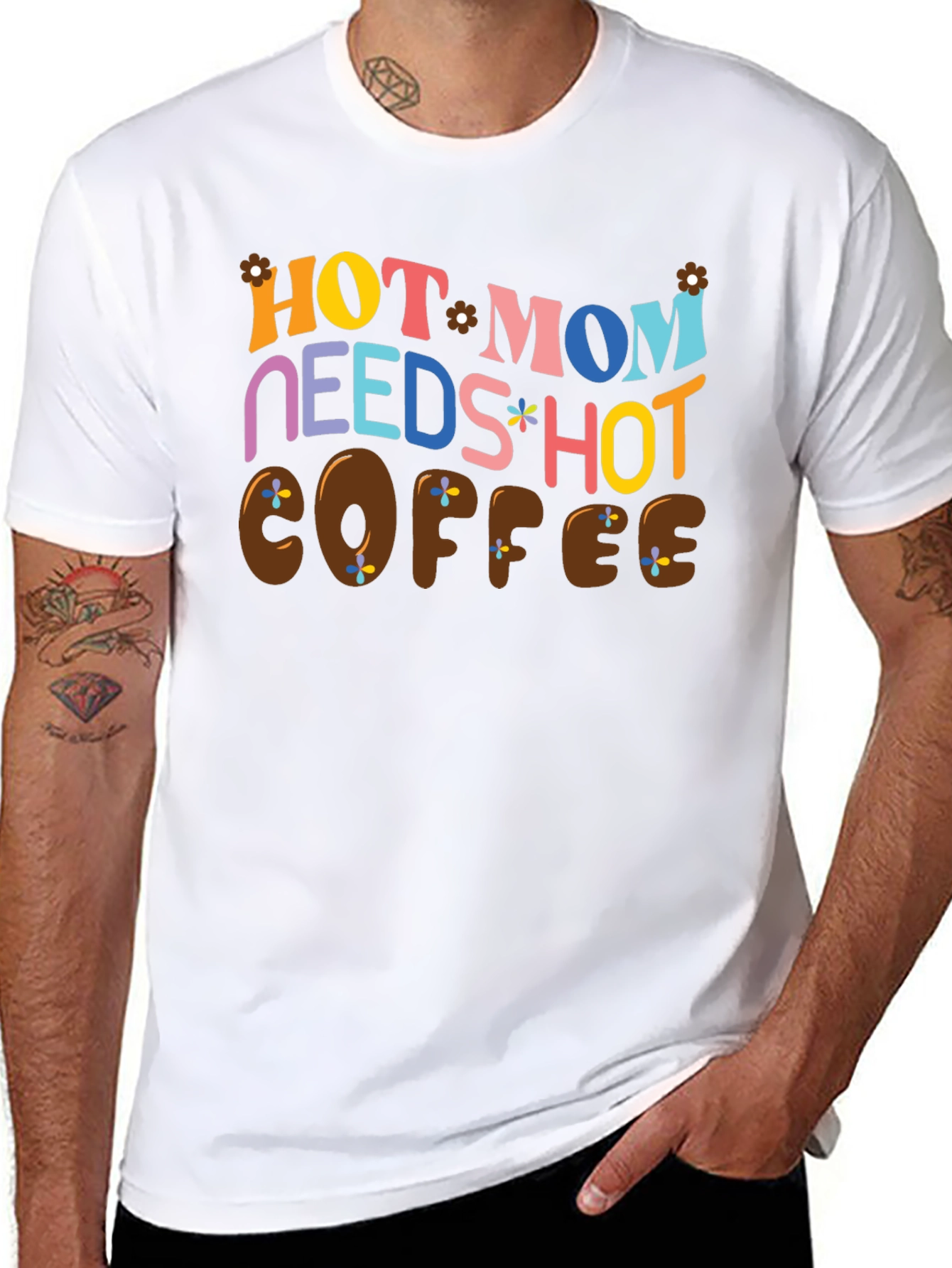 Black Hot Mom Needs Hot Coffee Graphic T-Shirt view 8