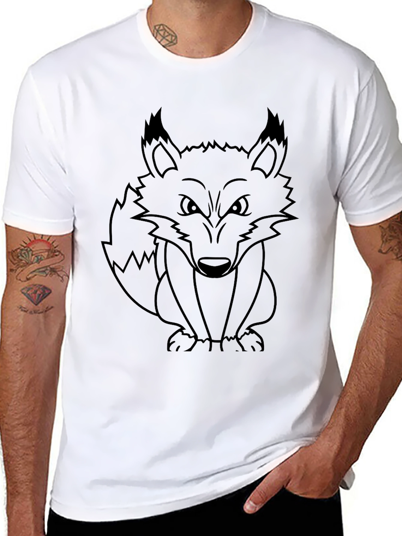 Black Fox Graphic Print Crew Neck T-Shirt view 8