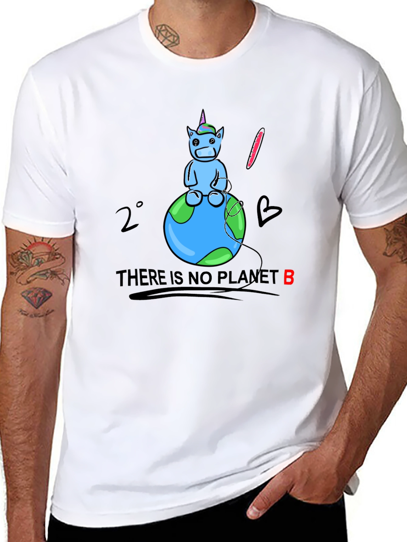 Black Save the Planet T-Shirt - Unicorn on Earth view 8
