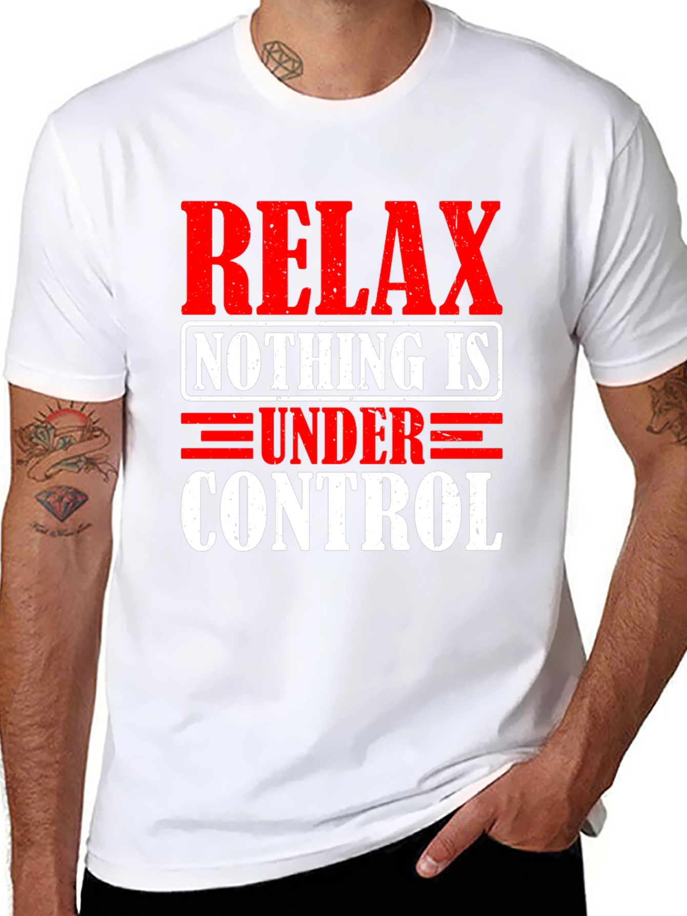 Black Relax Nothing is Under Control Graphic T-Shirt view 8