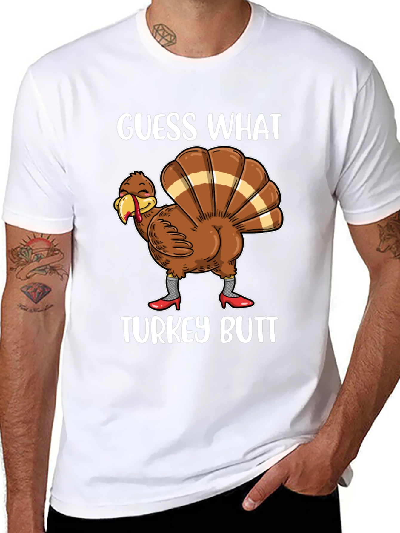 Black Guess What Turkey Butt Shirt view 8