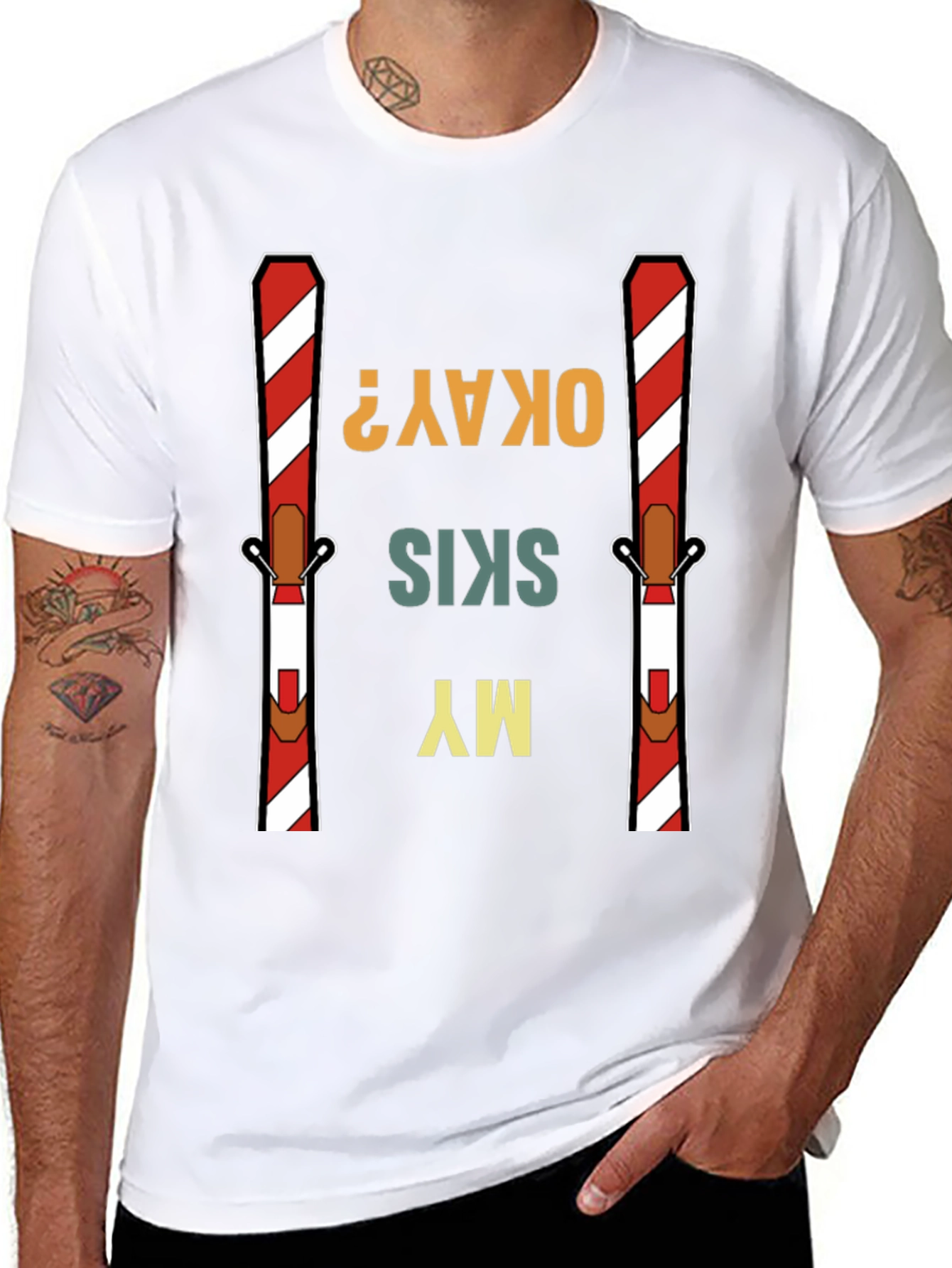 Black My Skis Okay? Graphic Tee view 8