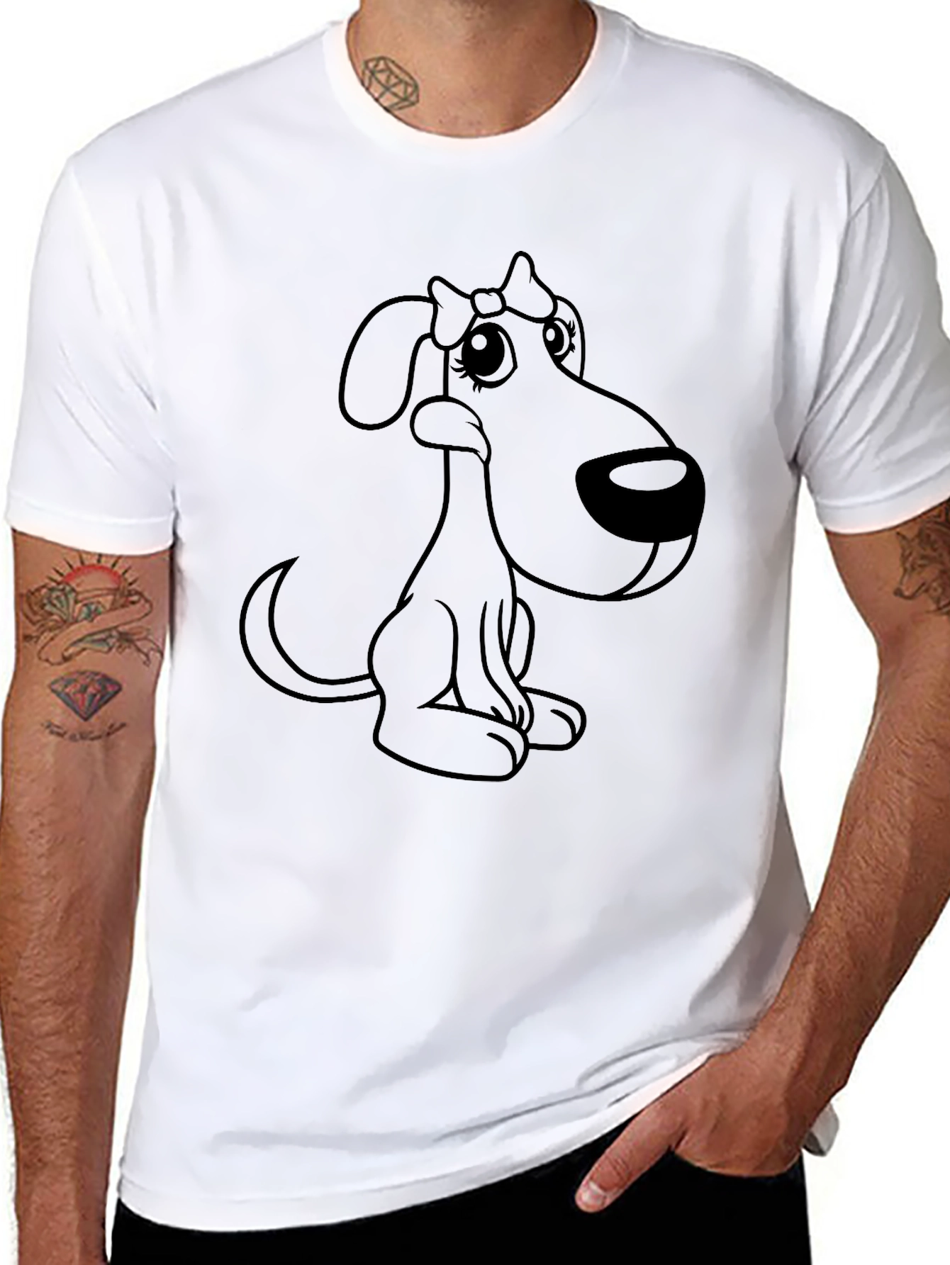 Black Cute Cartoon Dog Graphic T-Shirt view 8