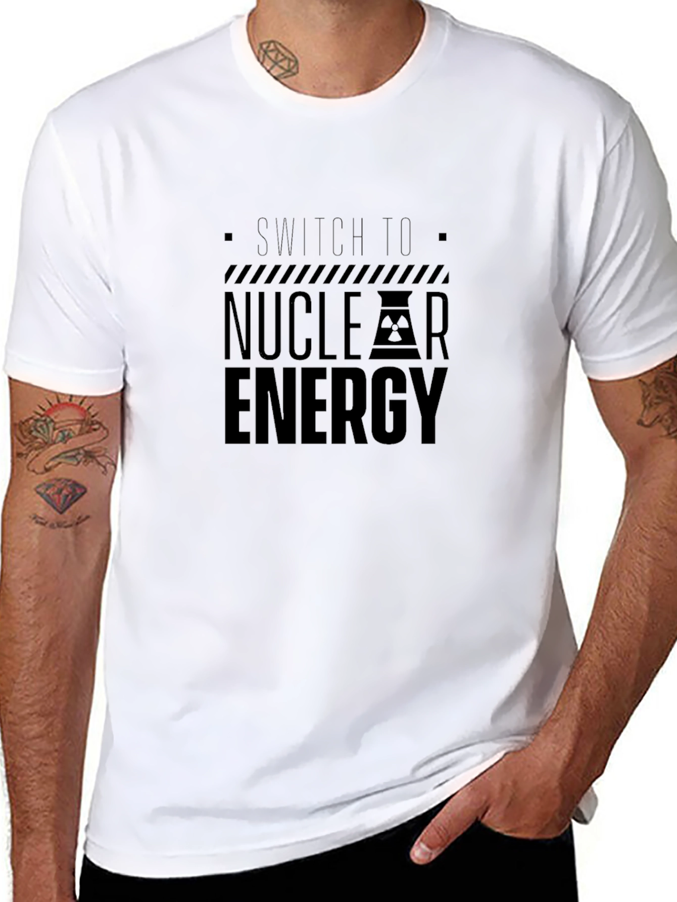 Black Switch To Nuclear Energy Black Graphic T-Shirt view 8