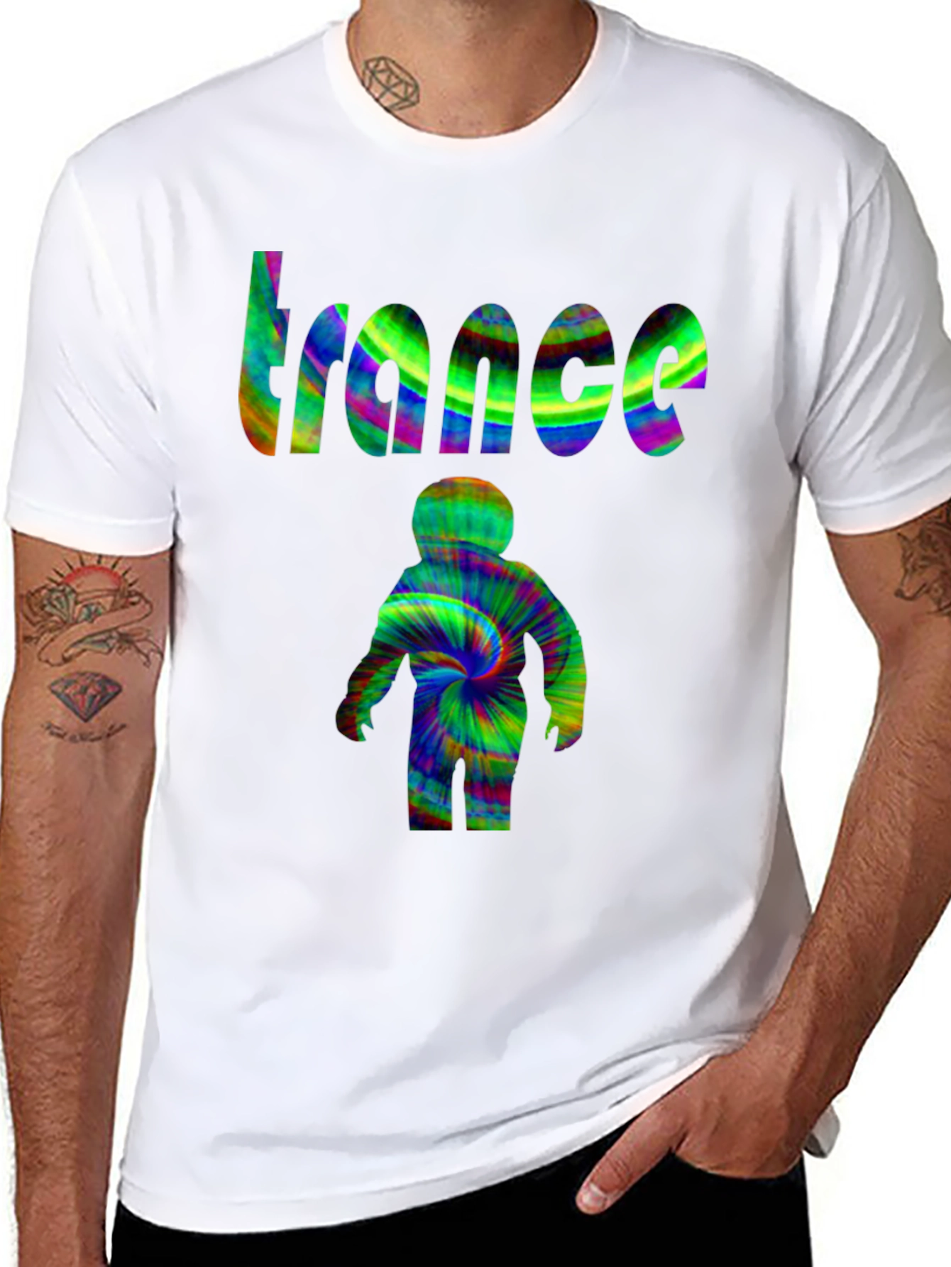 Black Trance Psychedelic Tie-Dye Graphic Tee view 8