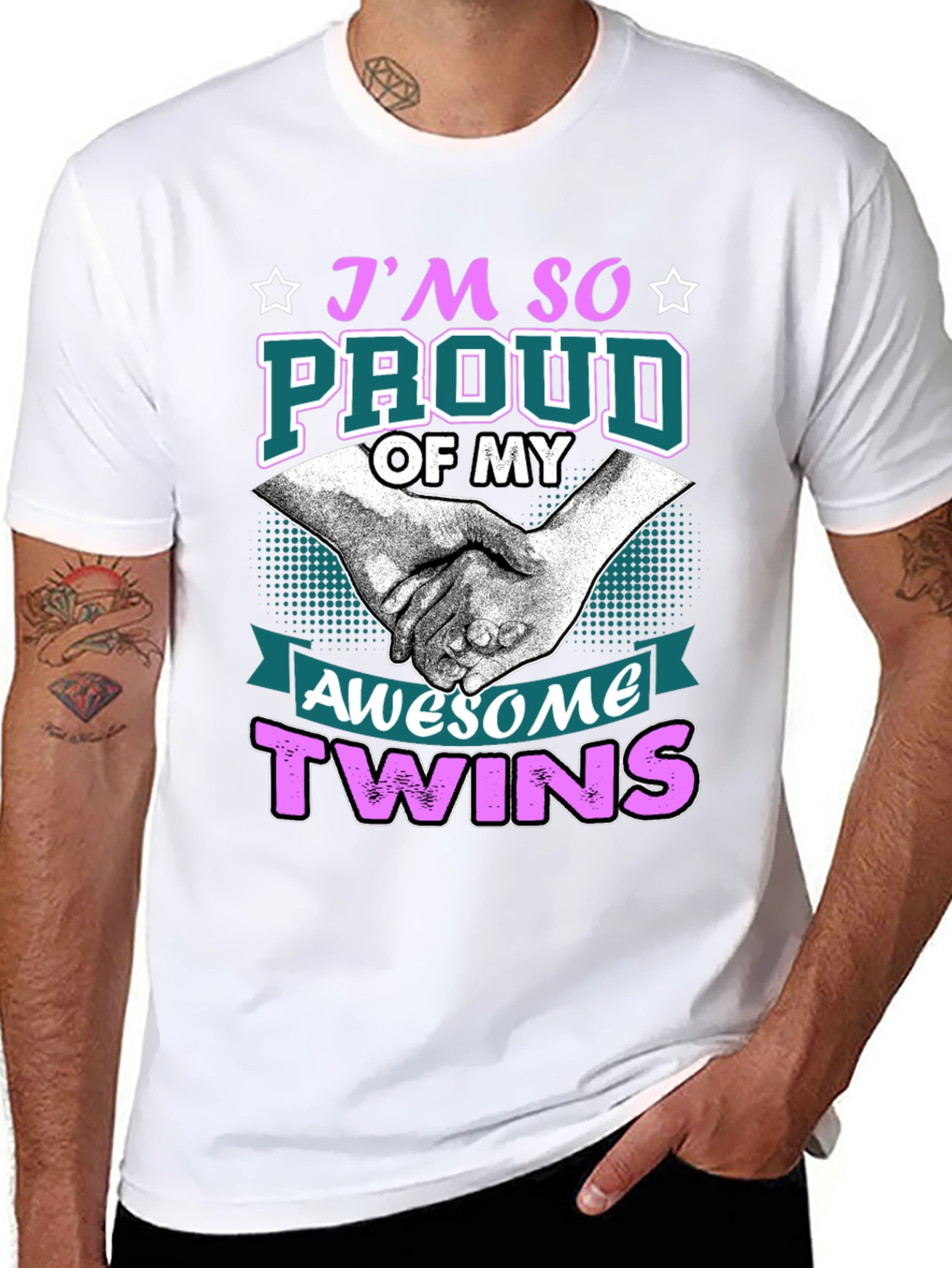 Black Proud Twins T-Shirt - Awesome Design! view 8
