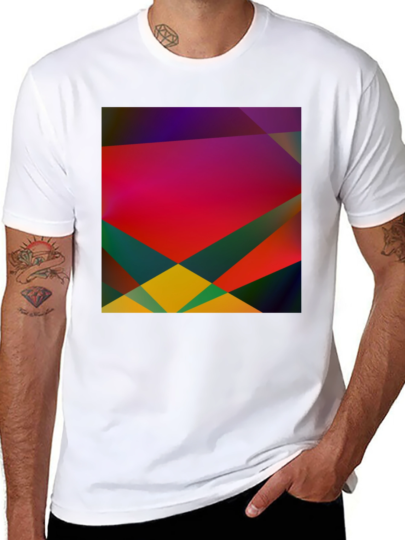 Black Geometric Abstract Art Black T-Shirt view 8