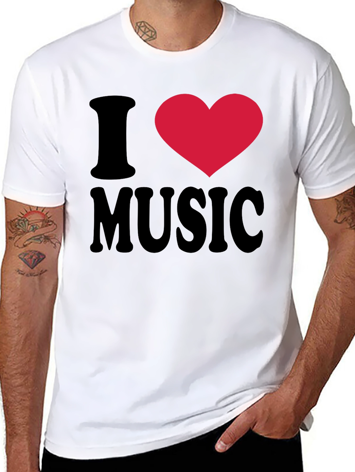 Black I Heart Music Black T-Shirt view 8