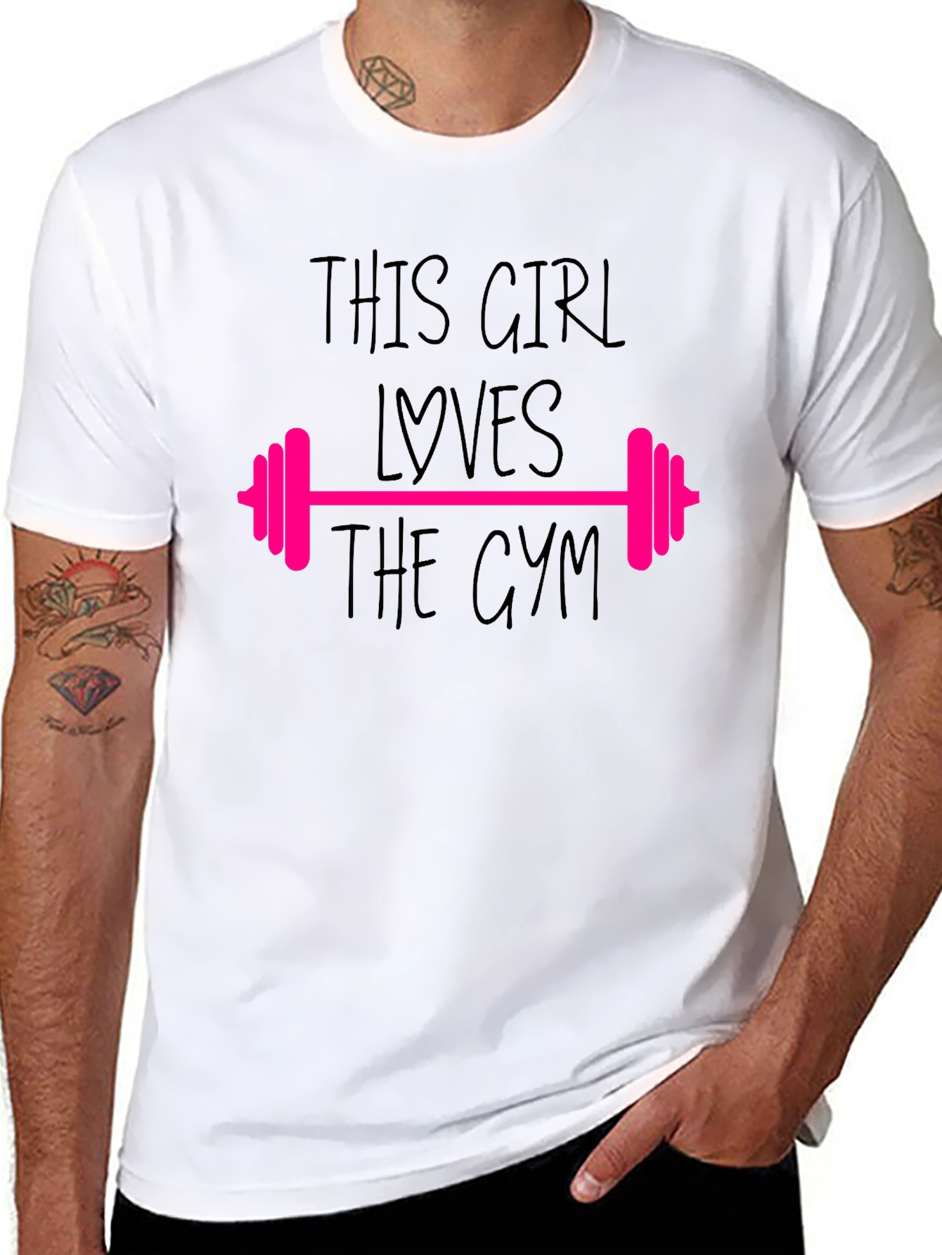 Black Gym Lover's T-Shirt - "This Girl Loves The Gym" view 8