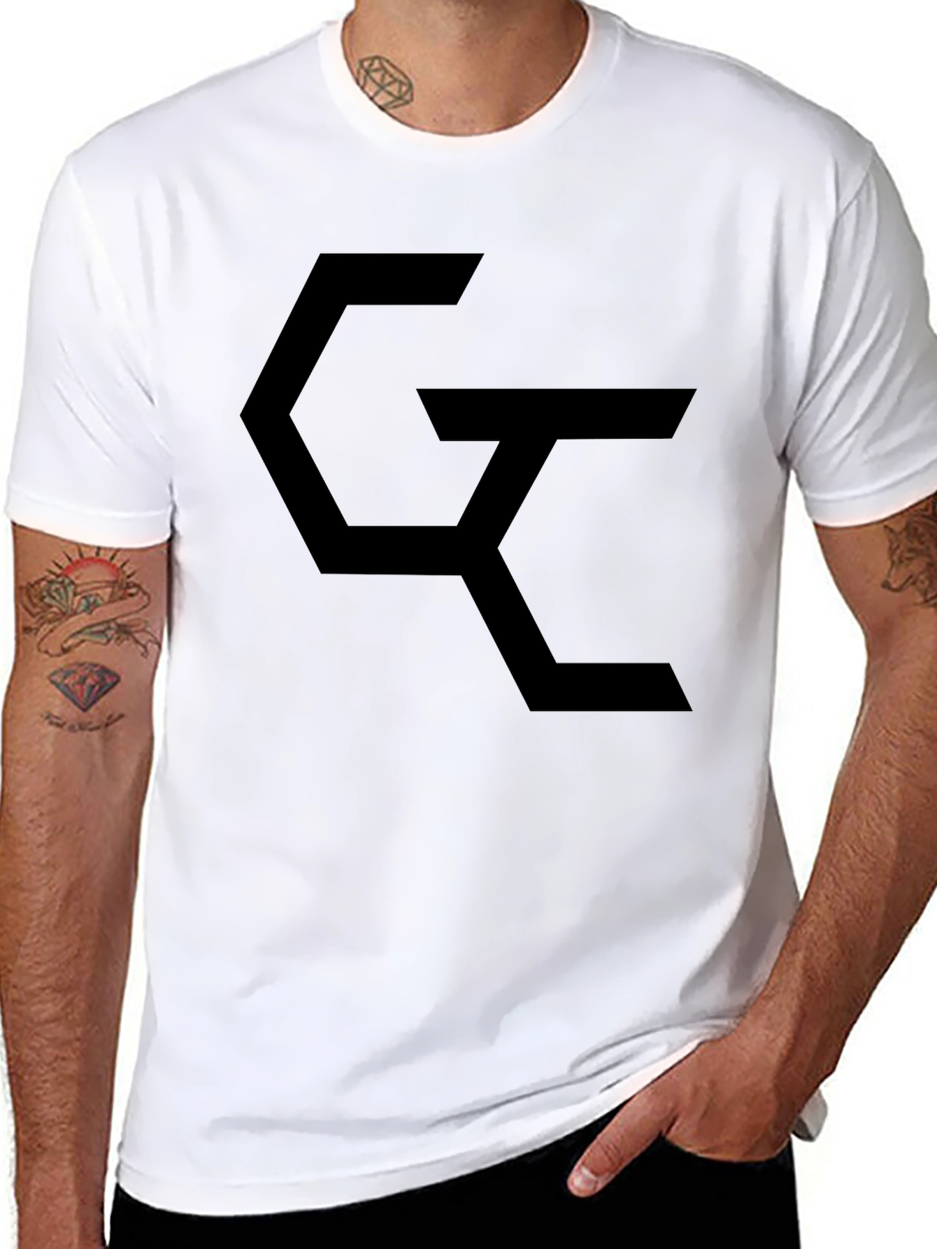 Black Modern Black Graphic Tee - Geometric Design view 8