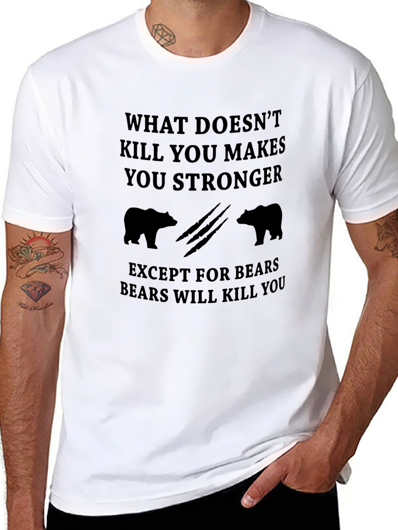 Black Funny Bear T-Shirt - What Doesn't Kill You Makes You Stronger view 8